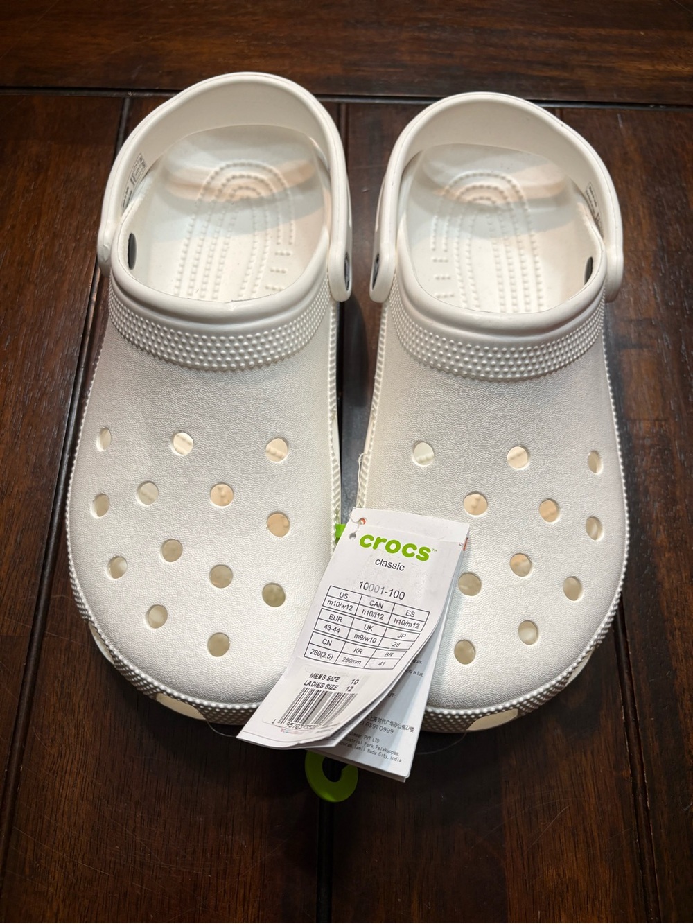 White Crocs Classic Clogs: Men’s 10/Women’s 12